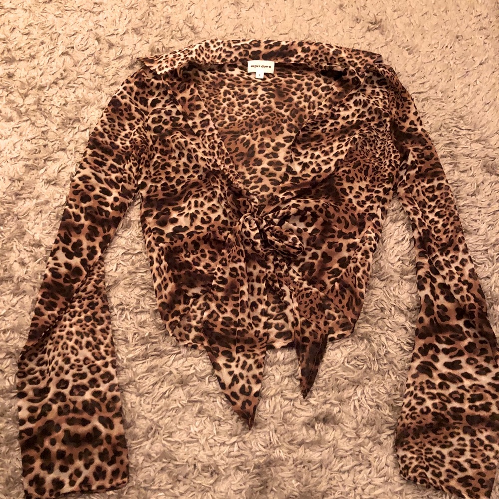 Cheetah Print Crop Tie Top